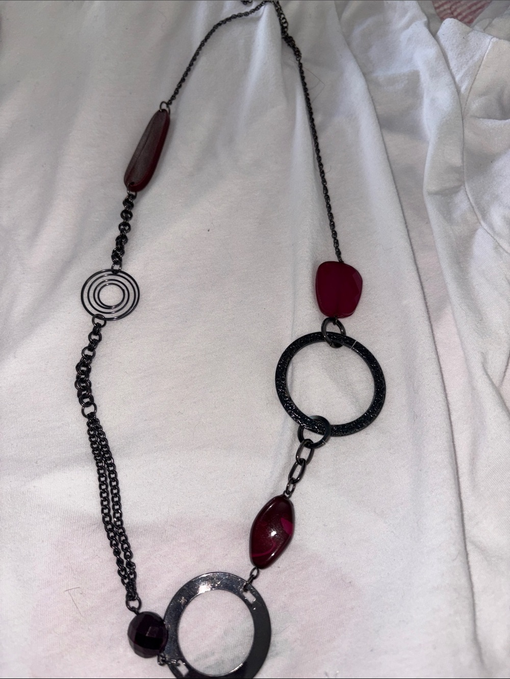Women’s Long Statement Necklace with Deep Accents